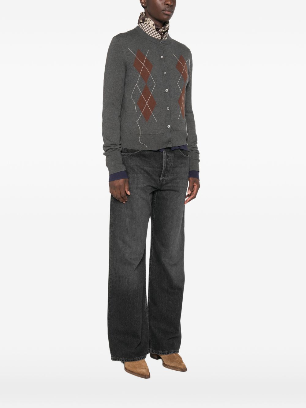 cardigan double layered donna grigio 