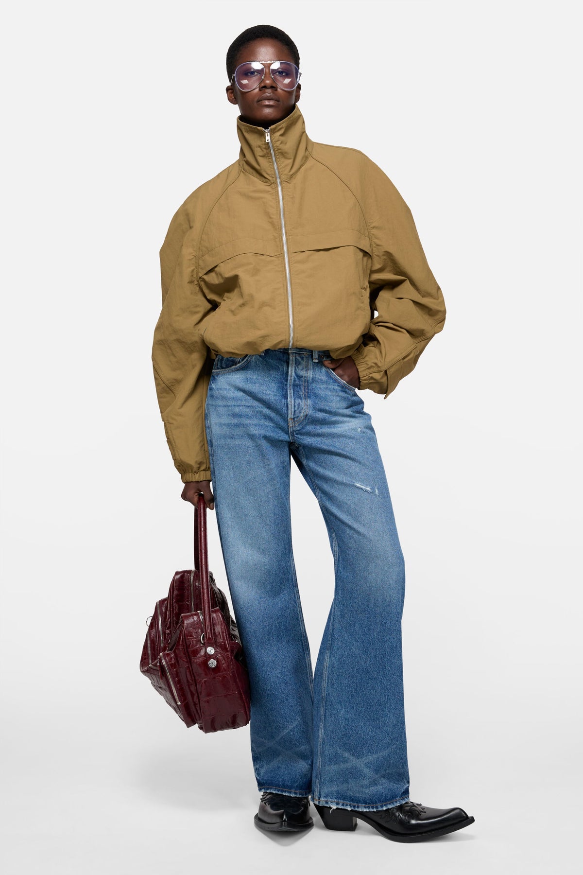 giacca nylon logo donna khaki 
