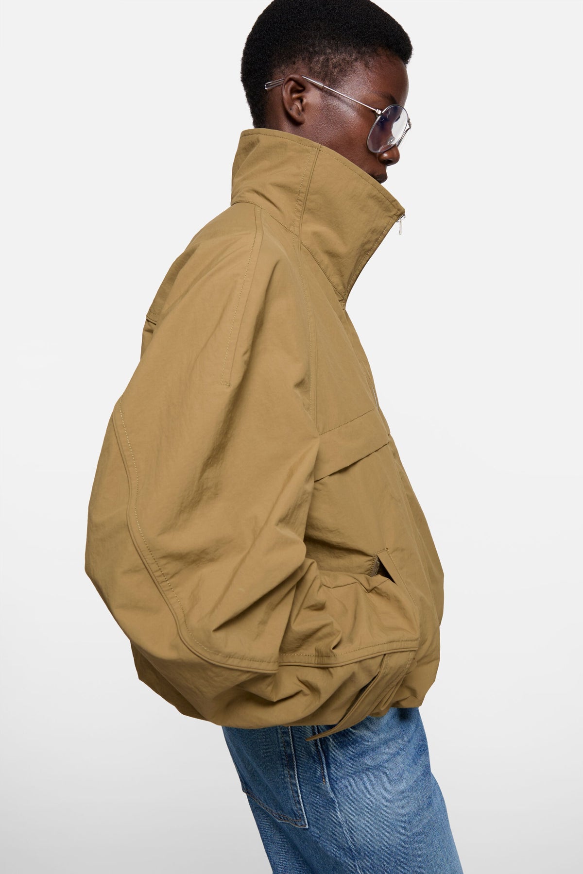 giacca nylon logo donna khaki 