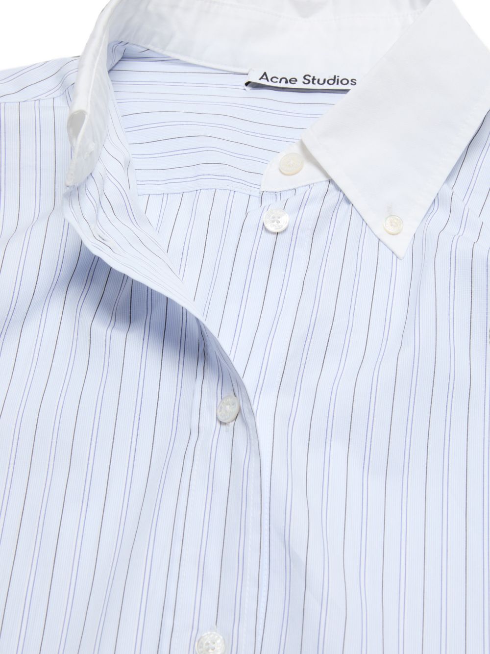 cmicia pinstripe button-up donna bianca e blu 