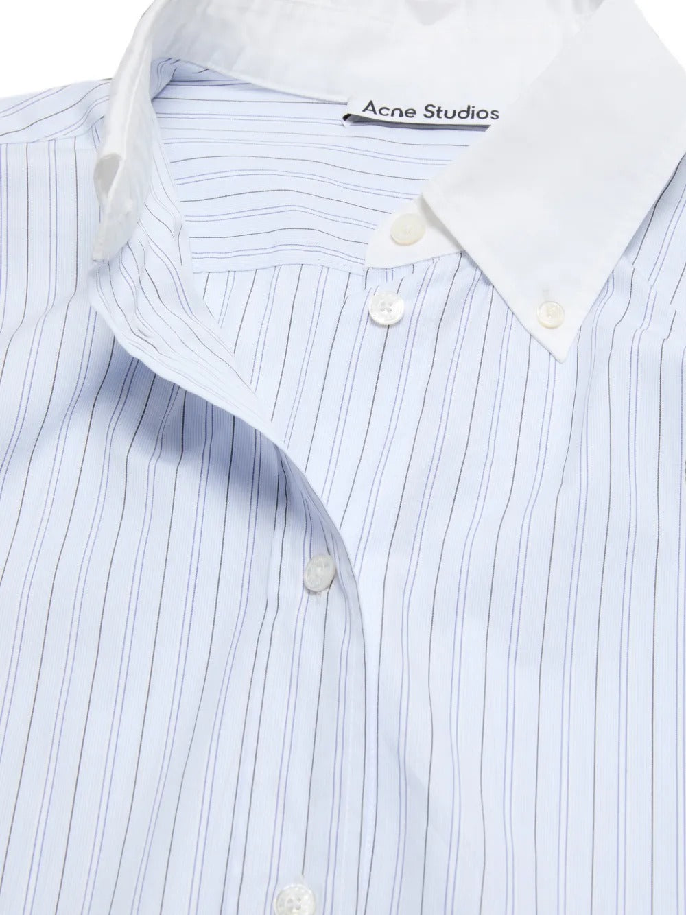 cmicia pinstripe button-up donna bianca e blu 