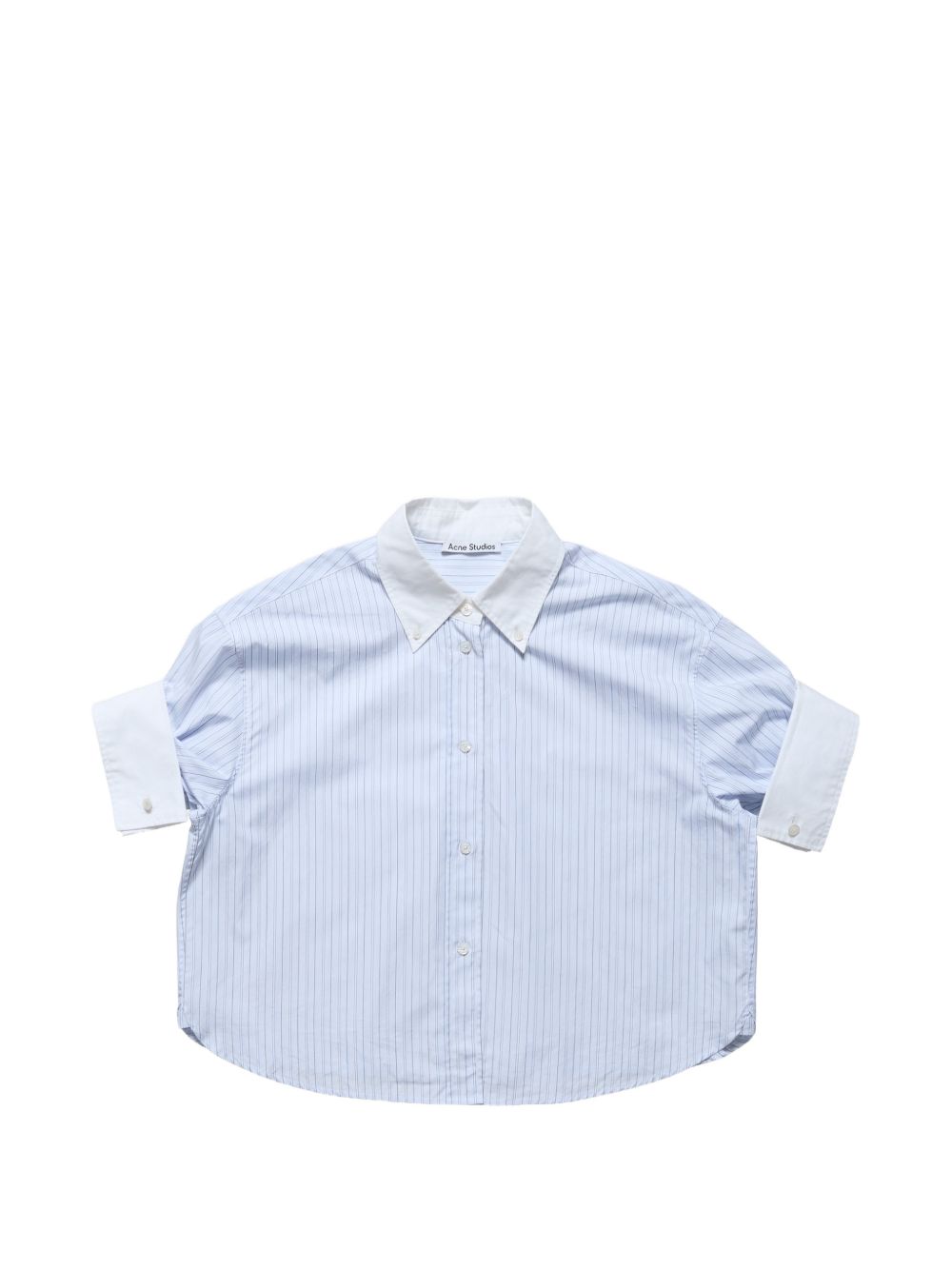 cmicia pinstripe button-up donna bianca e blu 
