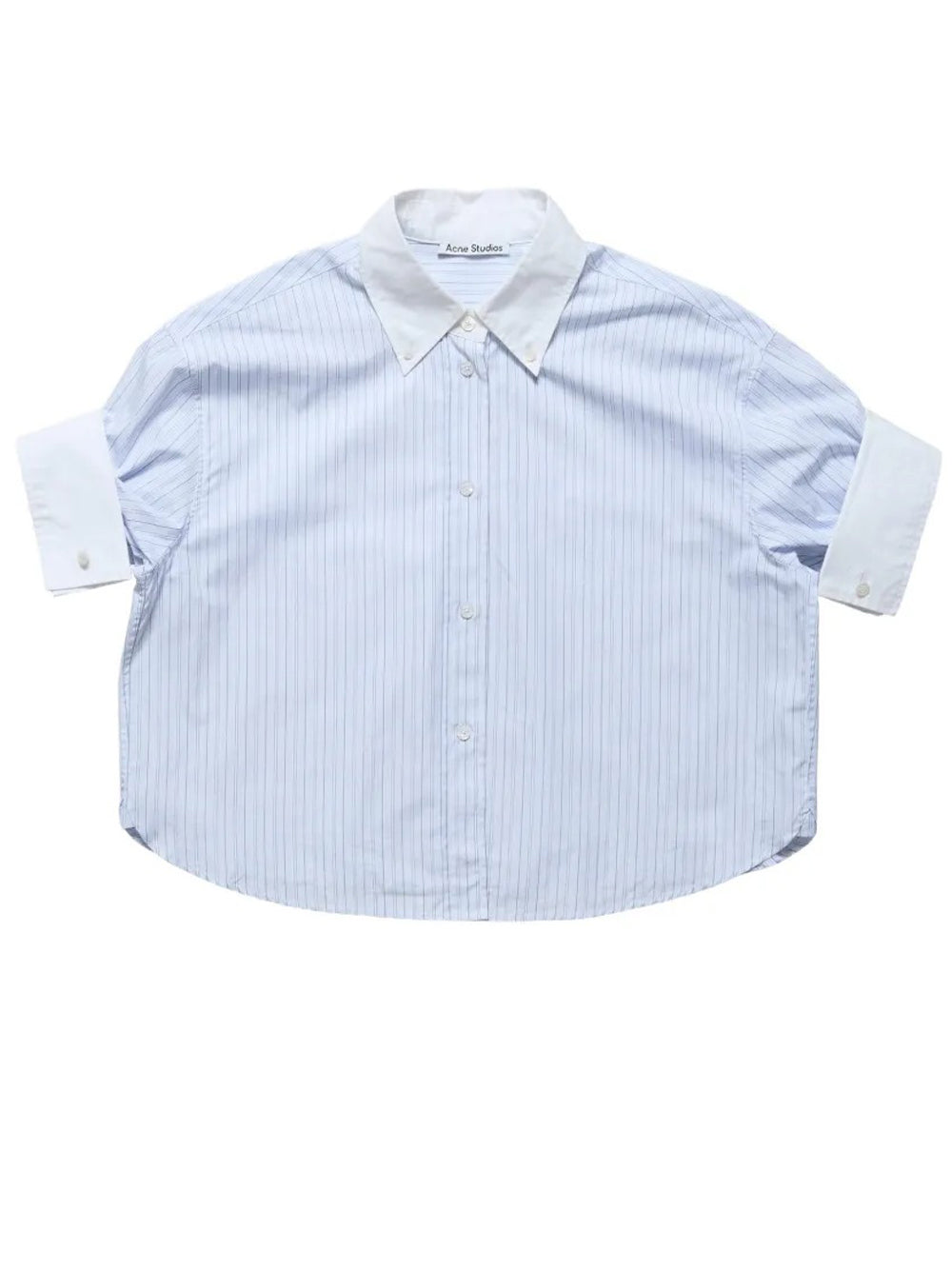 cmicia pinstripe button-up donna bianca e blu 