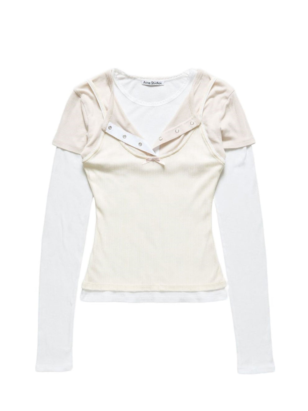 t-shirt layered jersey donna off withe 