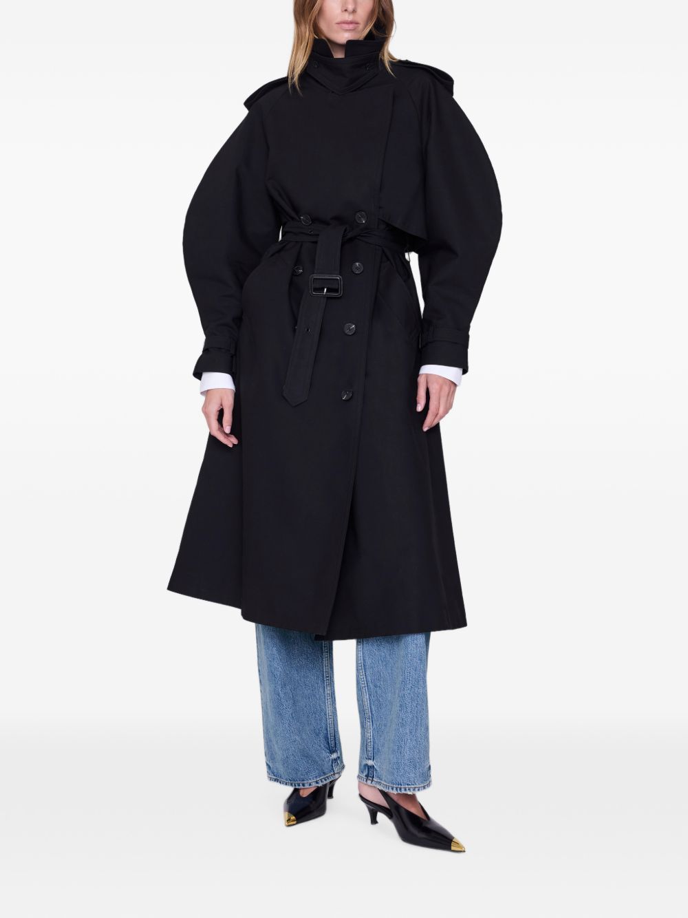 maxi trench pascale donna nero 
