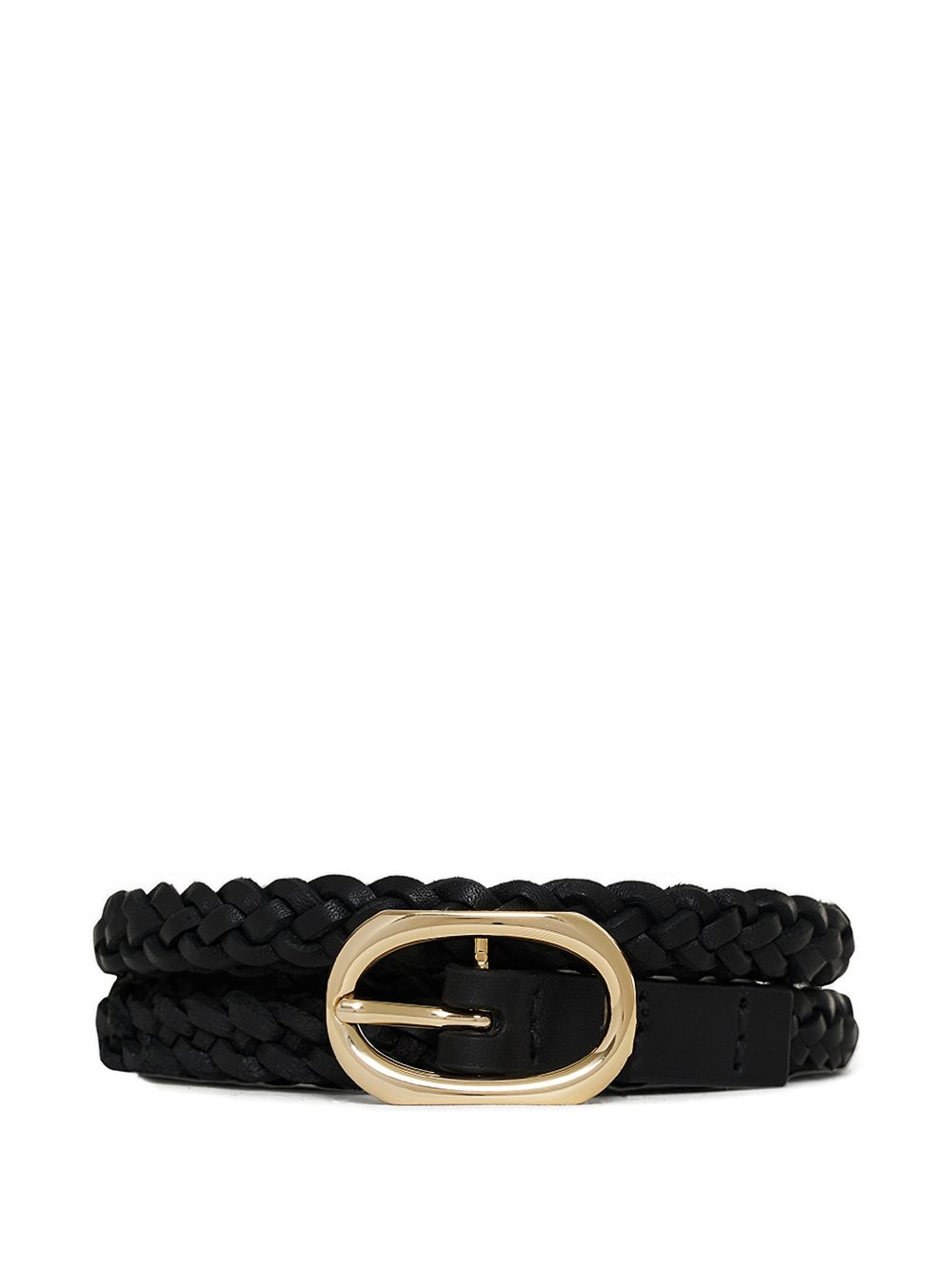 cintura intrecciata small double signature donna nera 