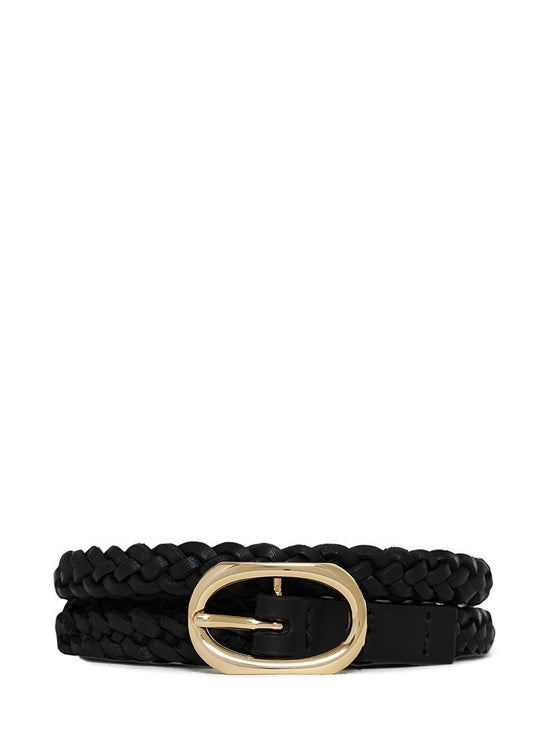 cintura intrecciata small double signature donna nera 