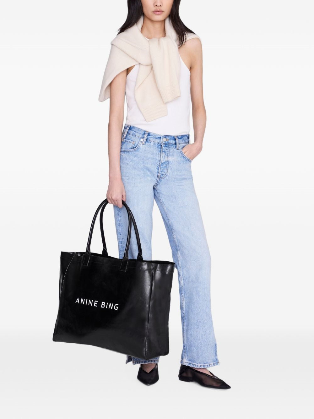 tote bag leo coated canvas donna nera 