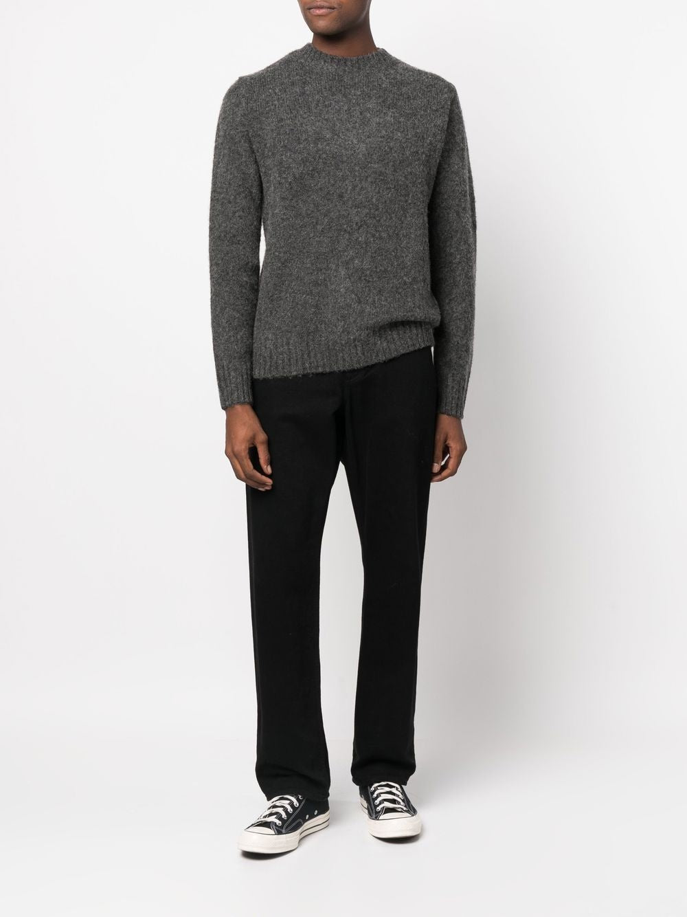 maglione girocollo uomo verde grigio 