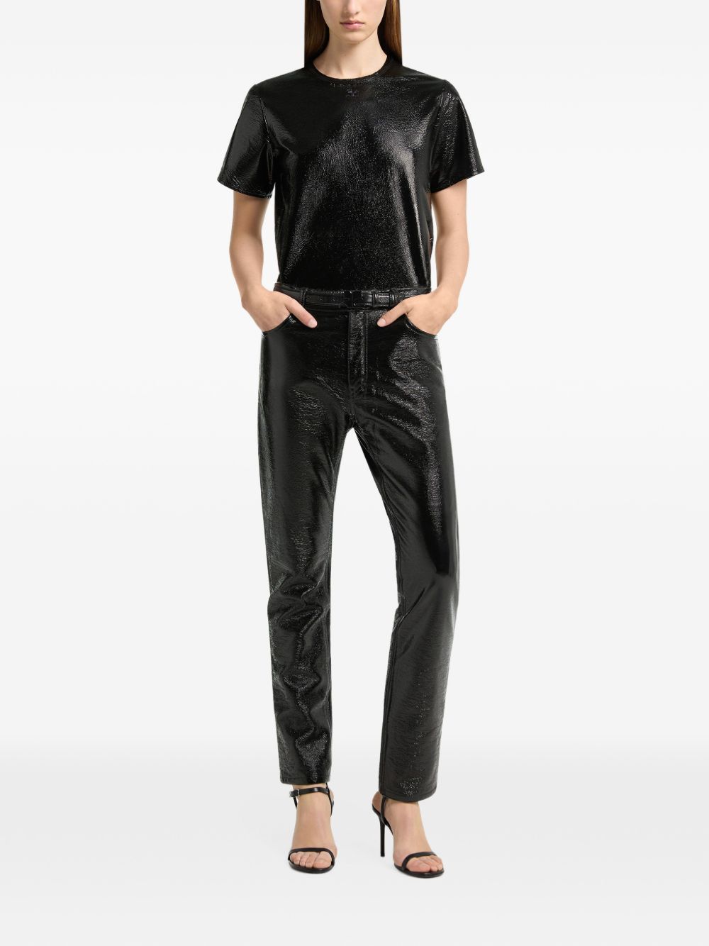top ss bicolor light vinyl donna nero 