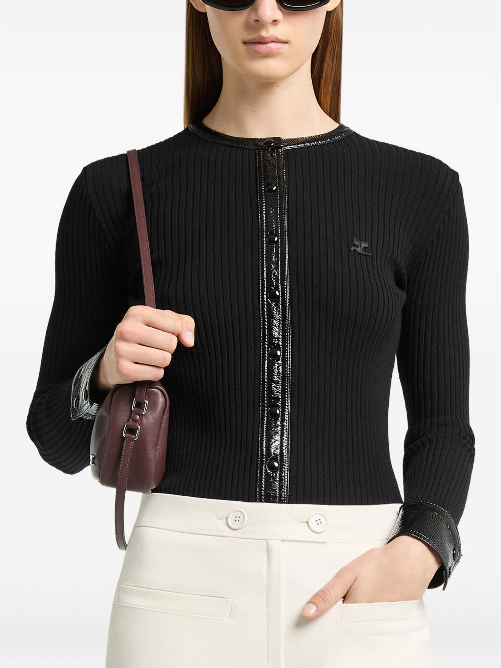 cardigan vynil rib donna nero 
