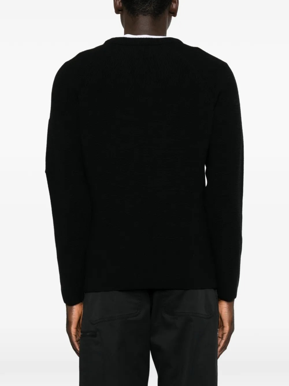 maglione waffle knit cotton lens uomo nero 