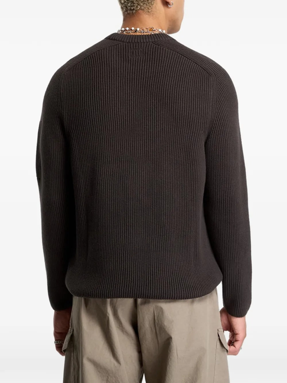 maglione full rib cotton crewneck lens uomo marrone 
