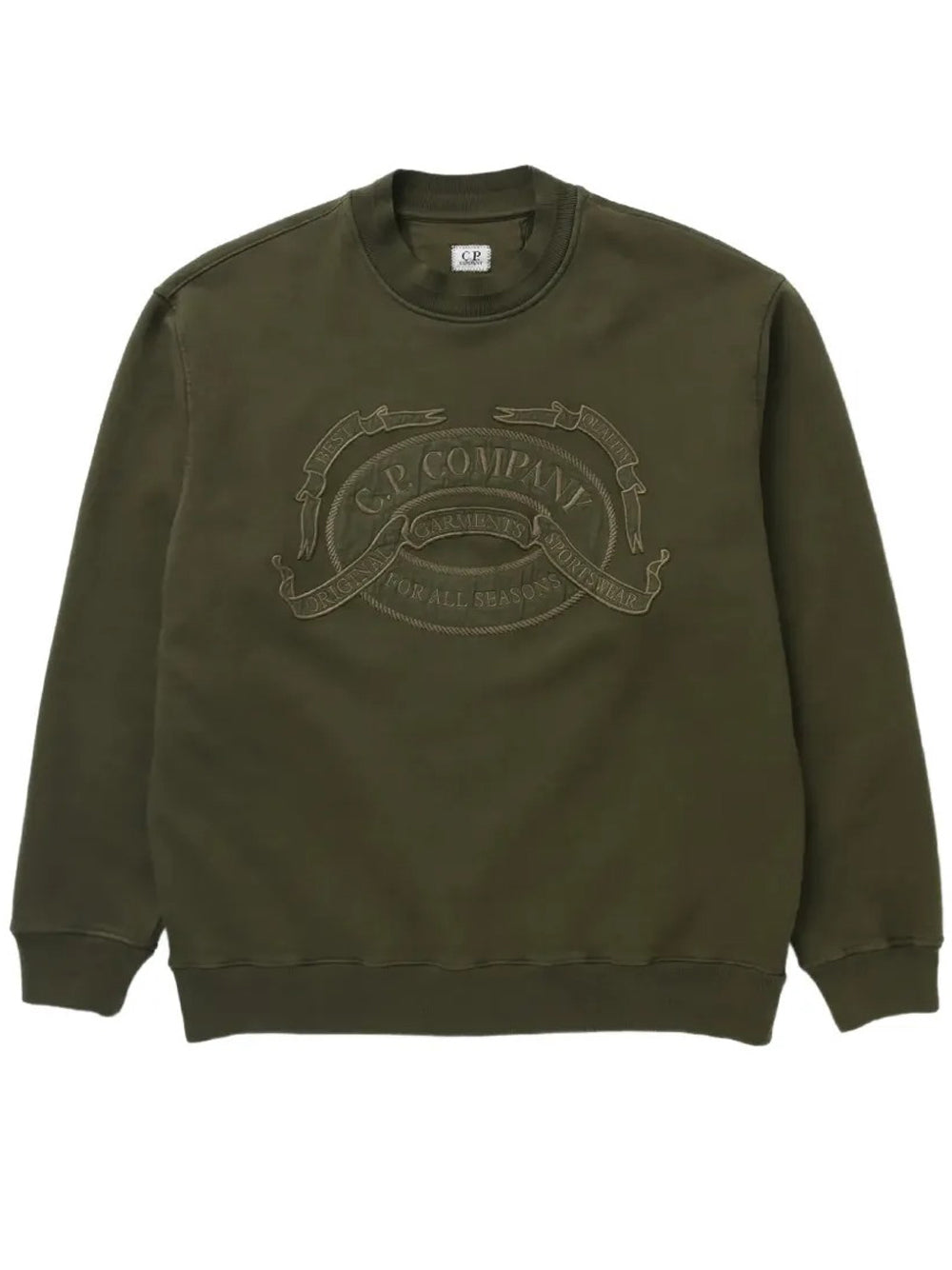 felpa cotton fleece crewneck logo uomo verde 