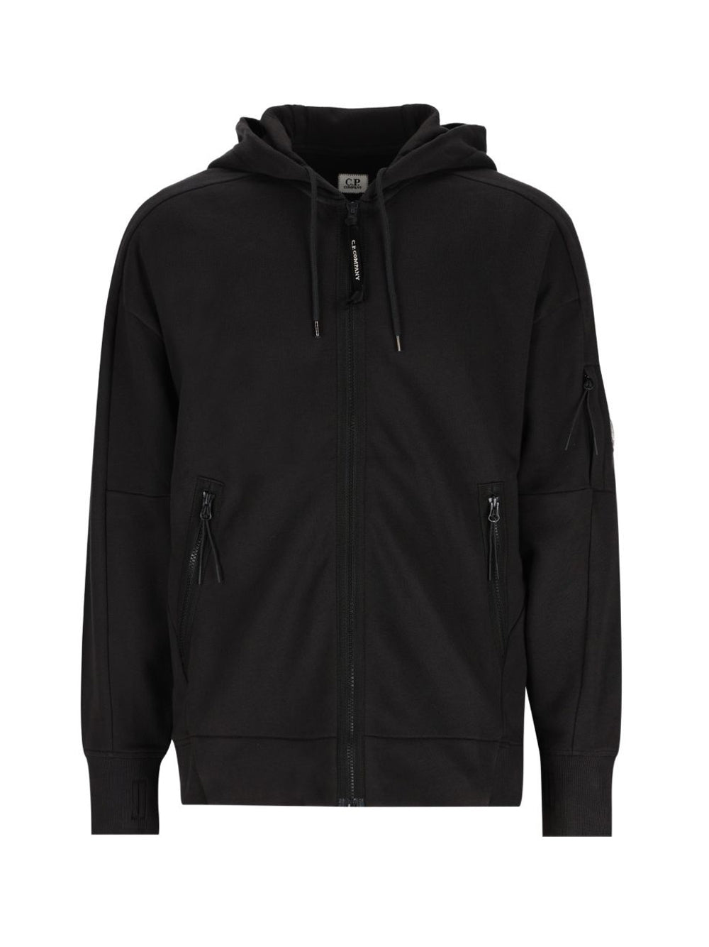 felpa diagonal raided fleece hooded zip lens uomo nera 