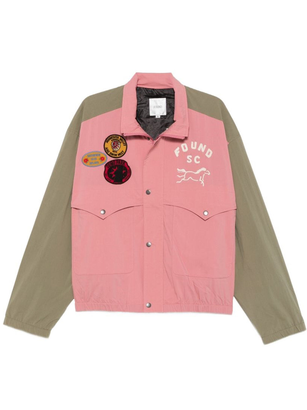 giacca sport windbreaker uomo rosa e verde oliva 