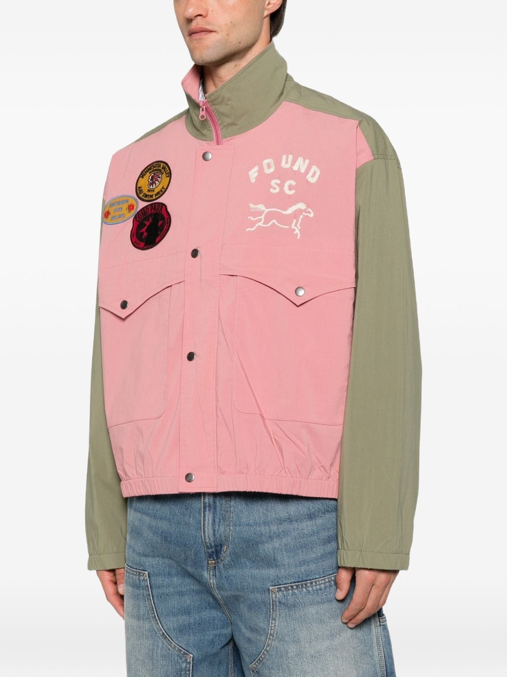 giacca sport windbreaker uomo rosa e verde oliva 