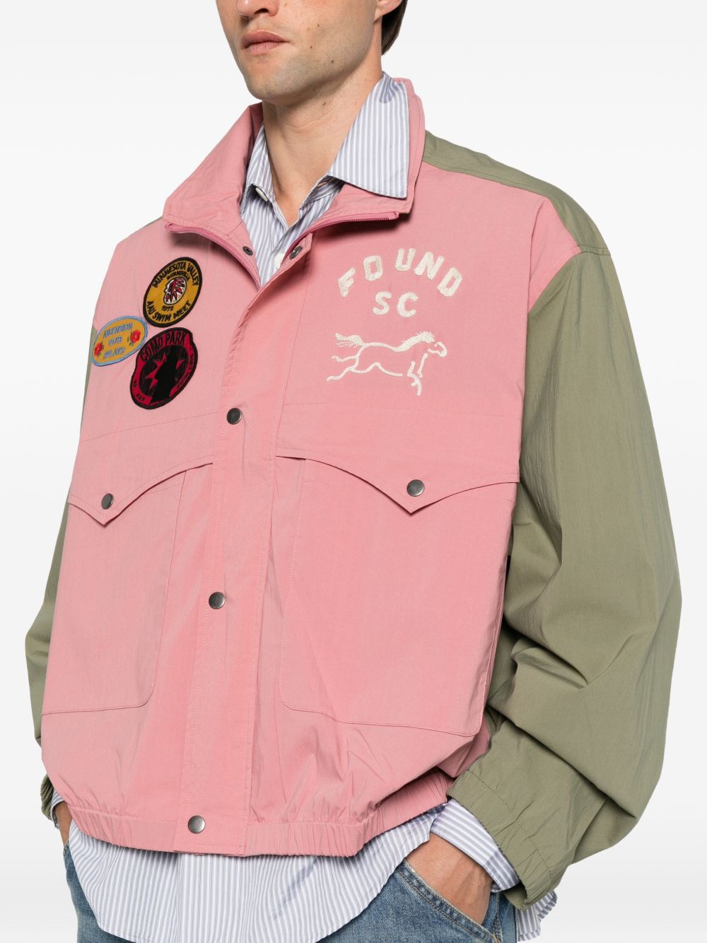 giacca sport windbreaker uomo rosa e verde oliva 