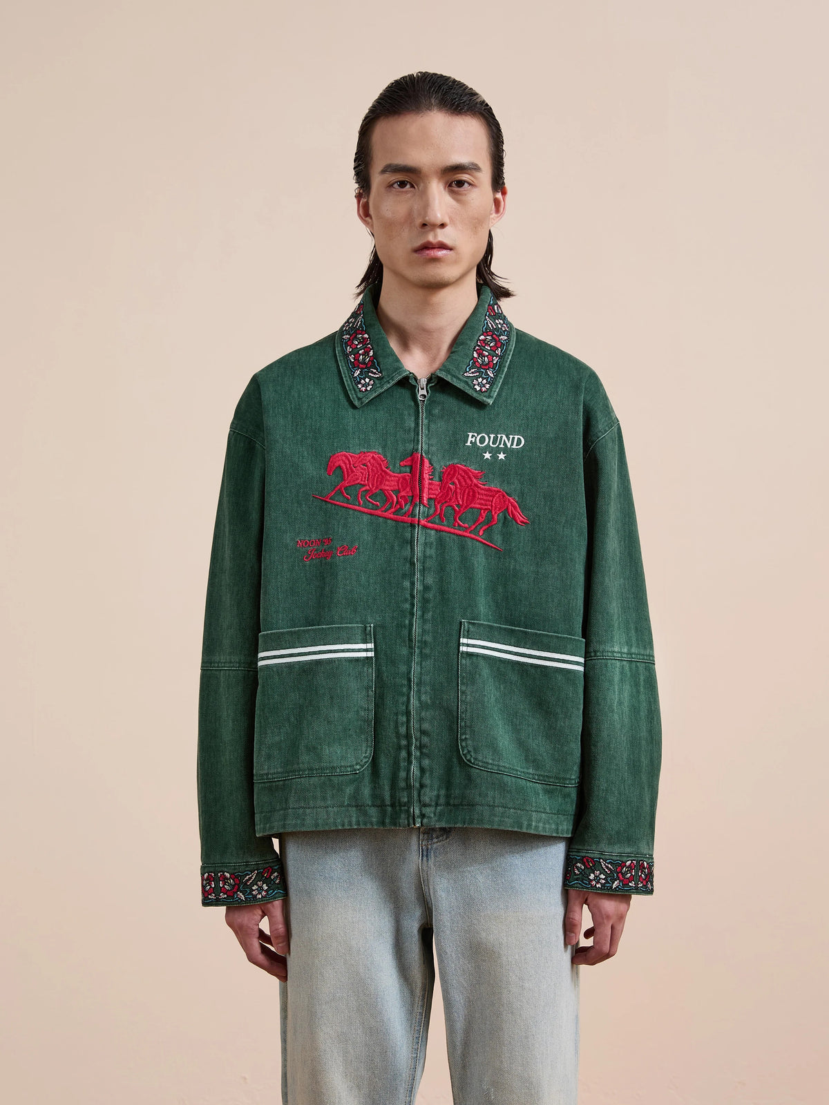 giacca jockey club embroidered uomo verde 