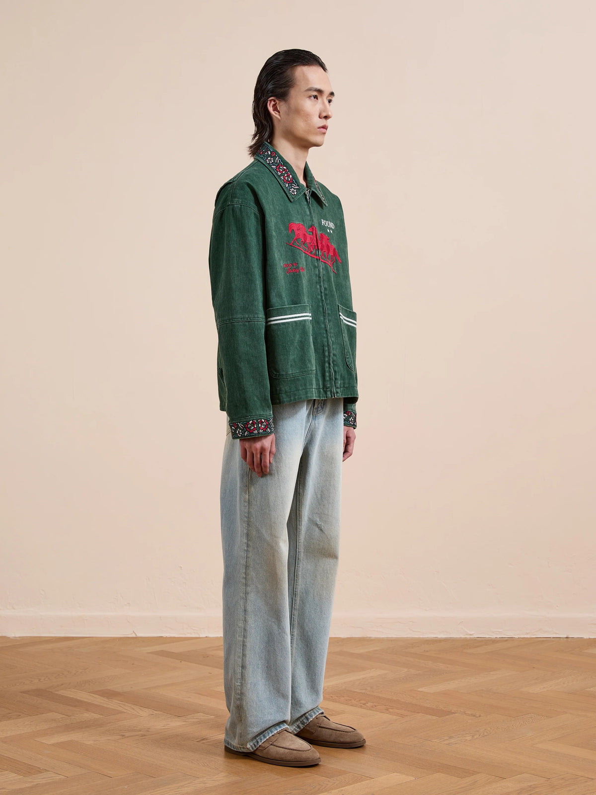 giacca jockey club embroidered uomo verde 