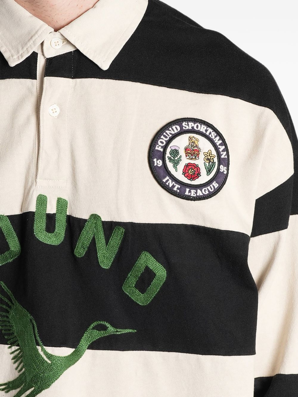 maglia polo bird logo rugby uomo off white e blu 