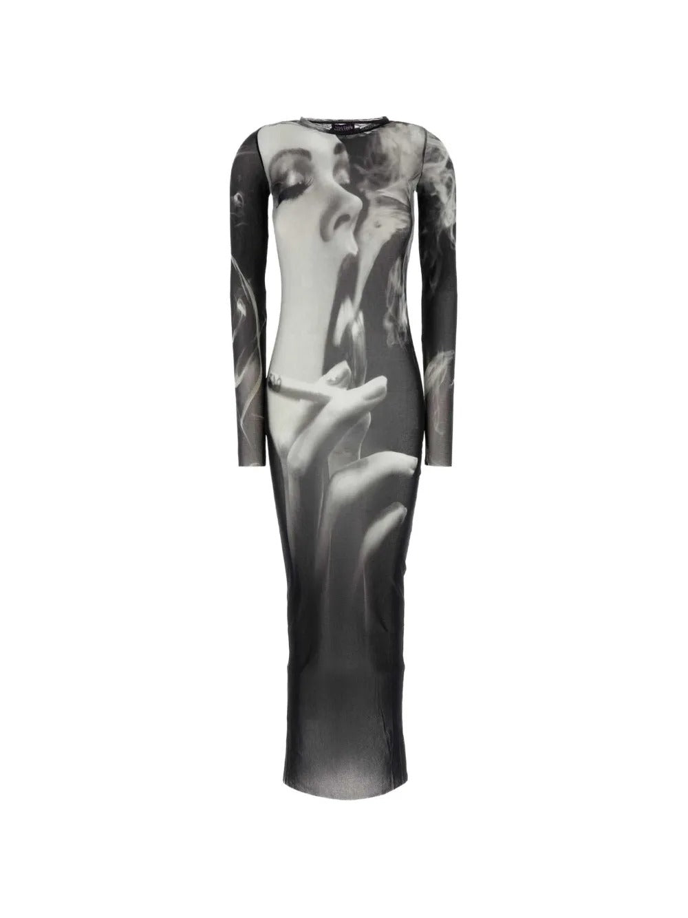 abito lungo smoking woman donna nero, grigio e bianco 