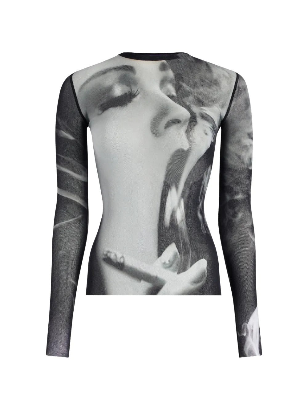 top smoking woman donna nero, grigio e bianco 