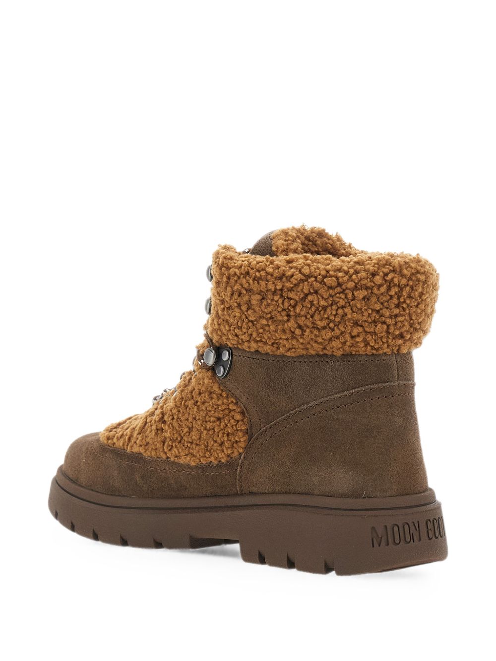 stivaletti combat fleece donna cognac e cacao 