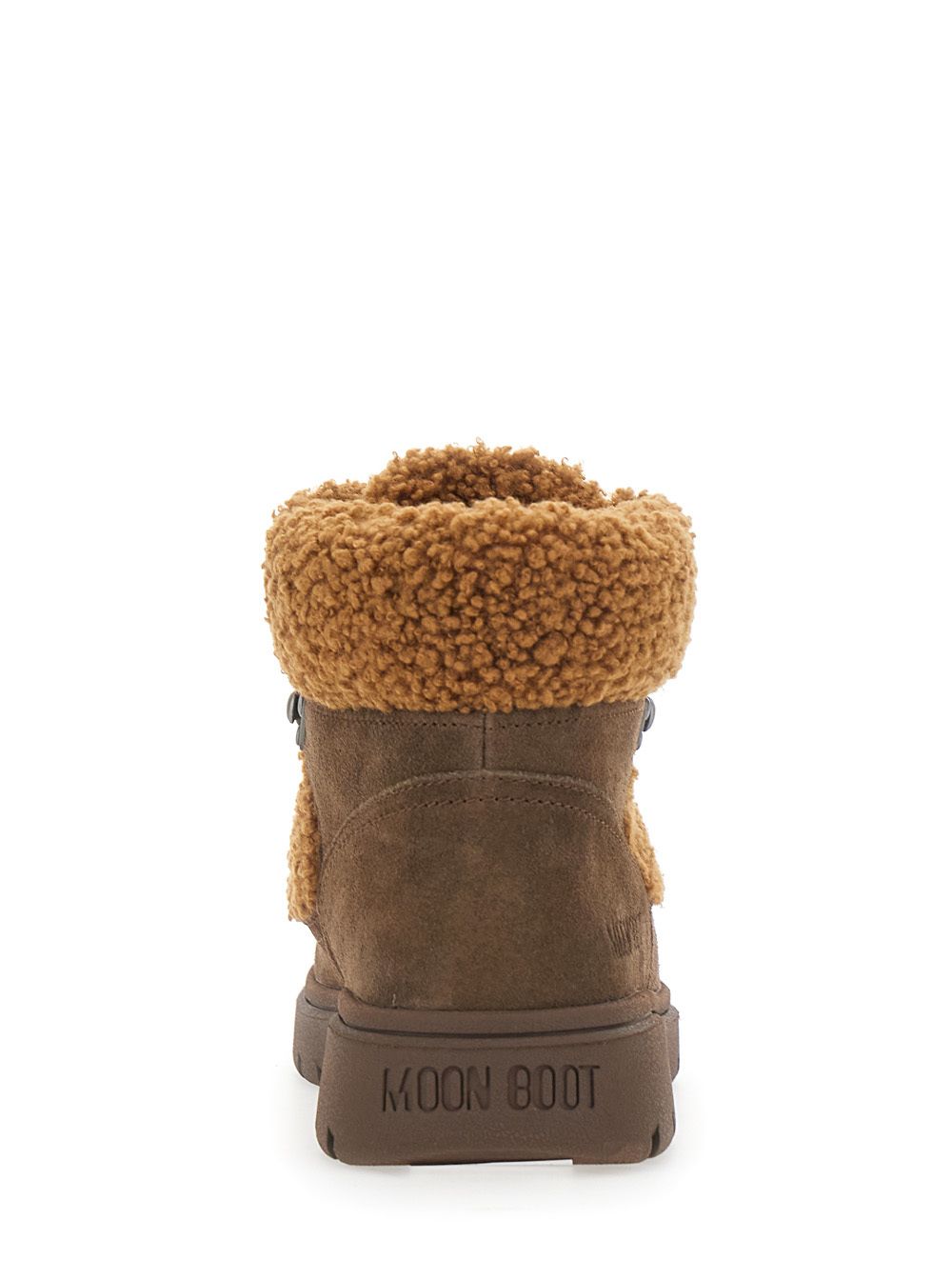 stivaletti combat fleece donna cognac e cacao 