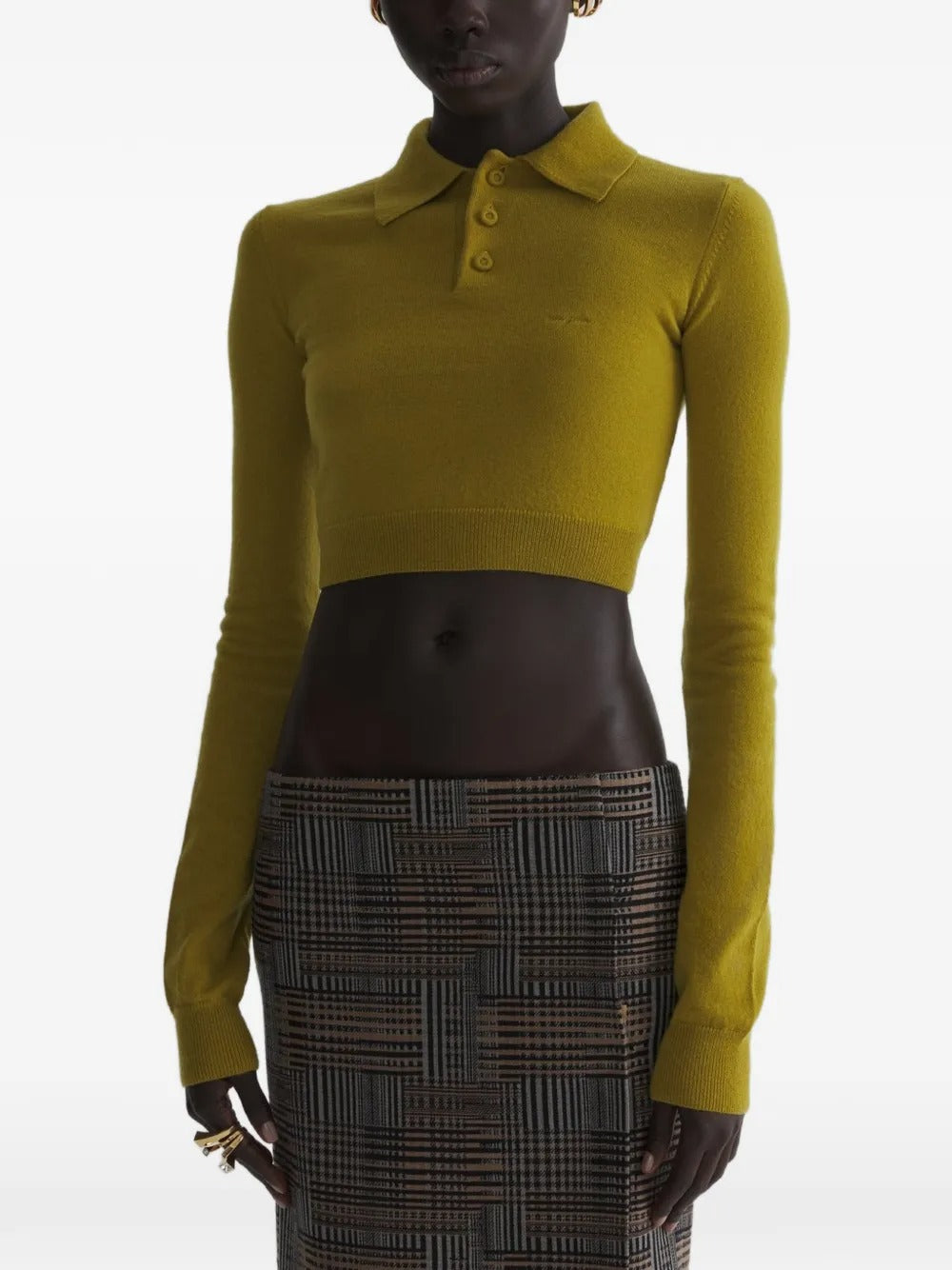 polo cropped donna verde muschio 