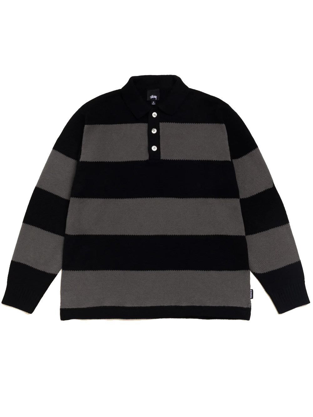 polo pique knit stripe rugby uomo nera e grigia 