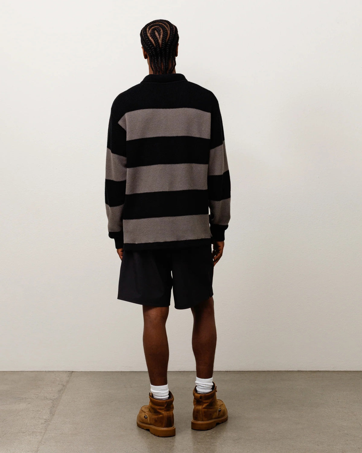polo pique knit stripe rugby uomo nera e grigia 