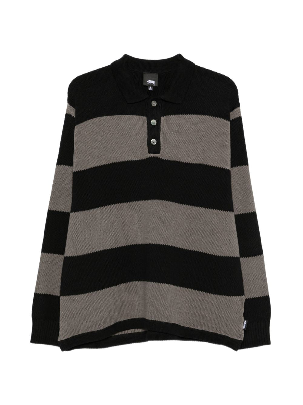 polo pique knit stripe rugby uomo nera e grigia 