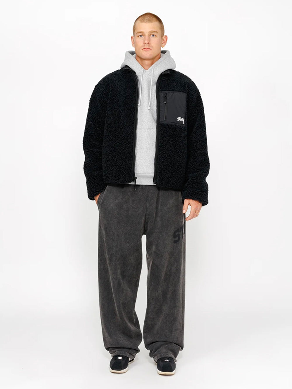 sherpa reversible jacket uomo nera 