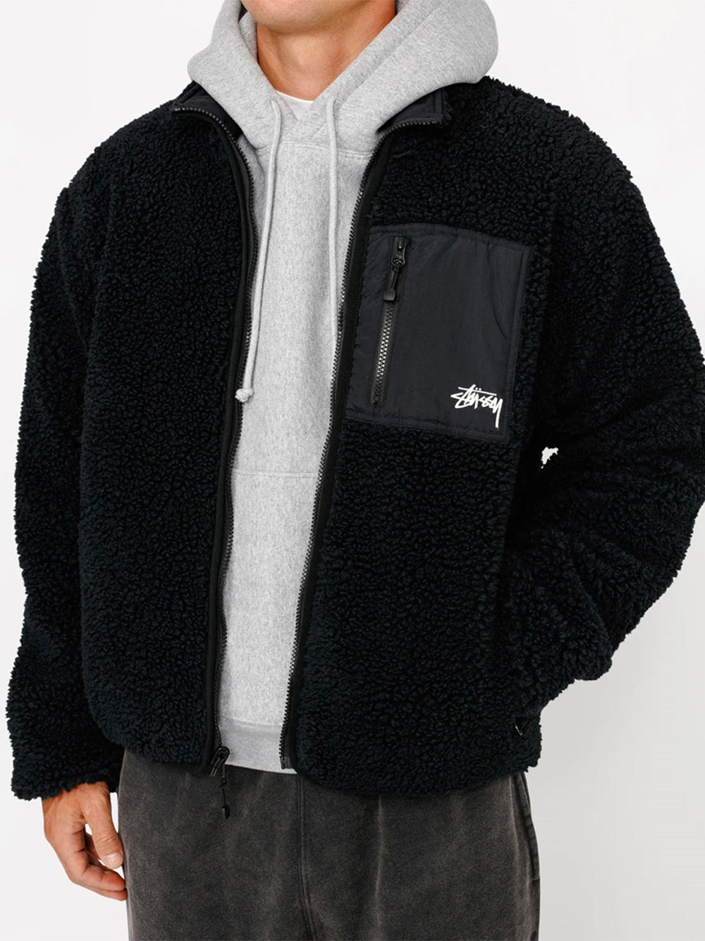 sherpa reversible jacket uomo nera 