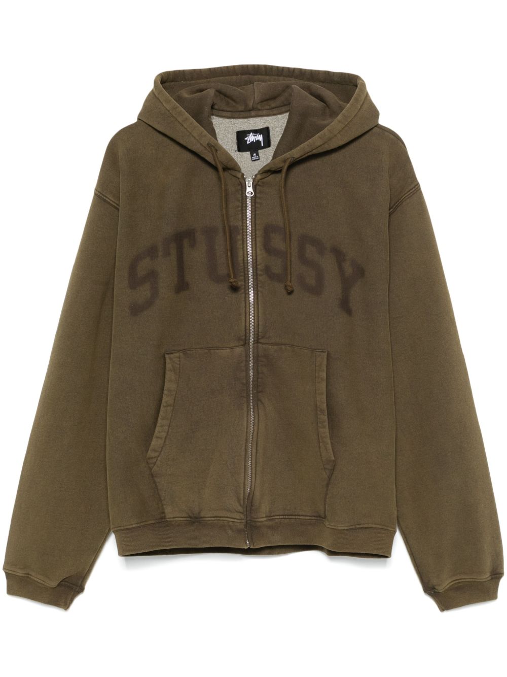 felpa faded graphic zip hood uomo olive 