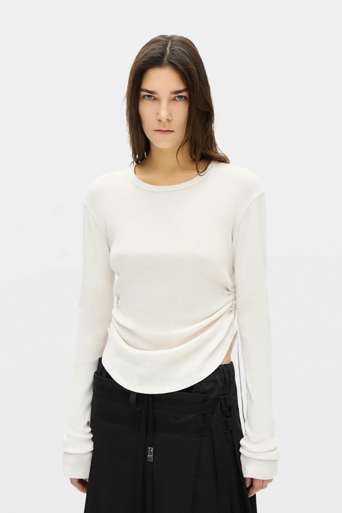 top dot wrinkled cropped donna avorio 