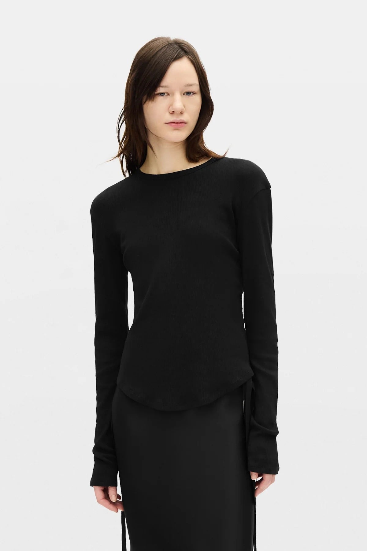 top dot wrinkled cropped donna nero 