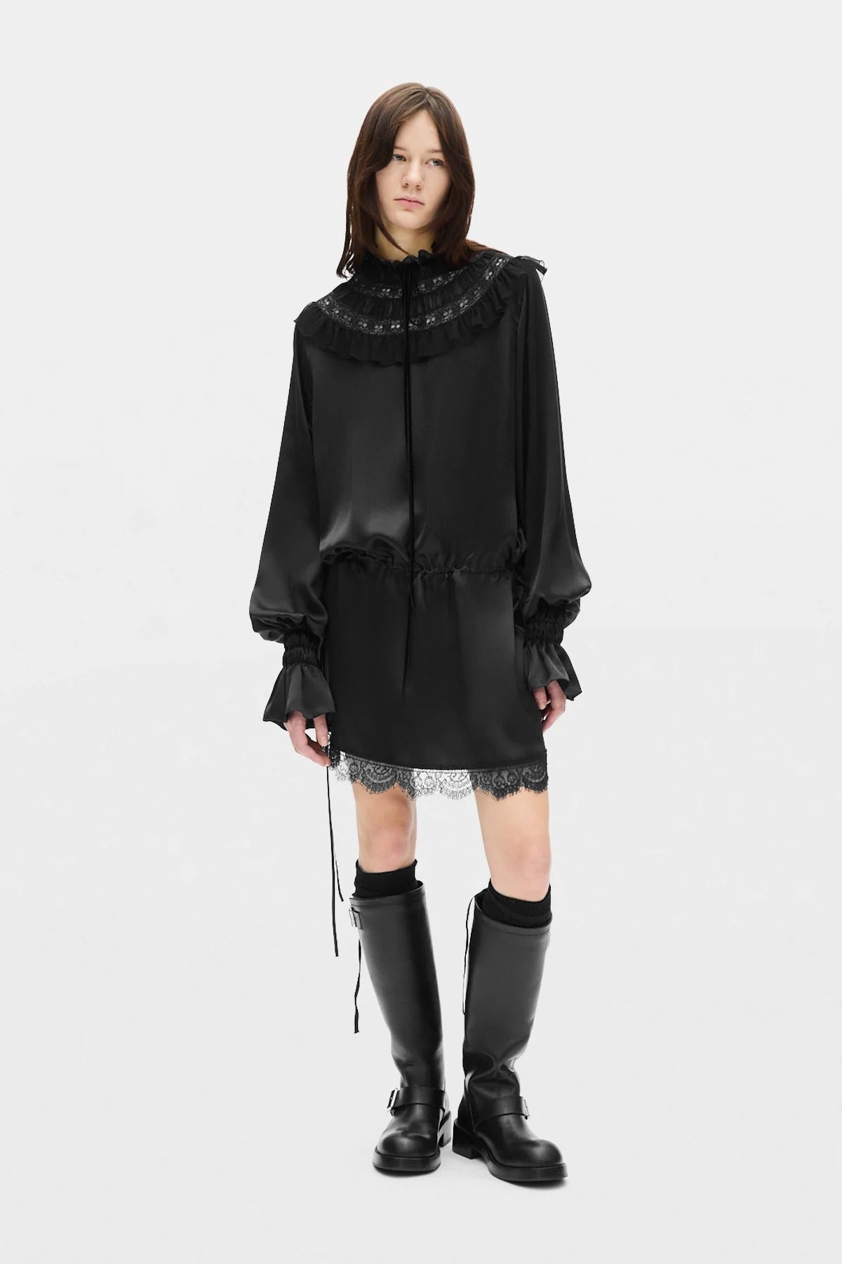 abito armida ruffle collar donna nero 