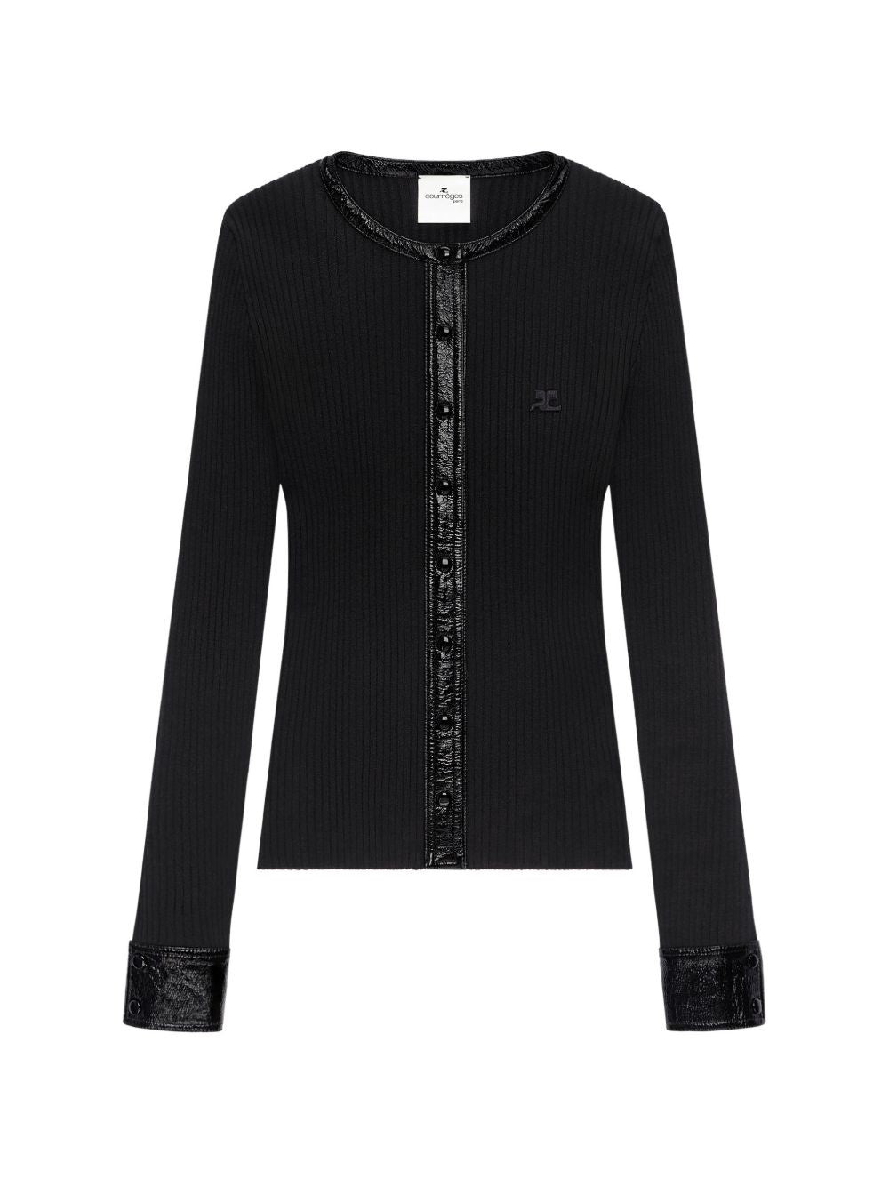 cardigan vynil rib donna nero 