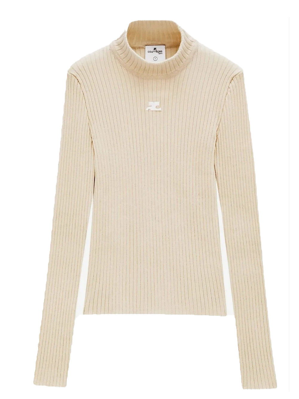 maglia a collo alto reedition rib knit donna beige 