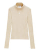 maglia a collo alto reedition rib knit donna beige