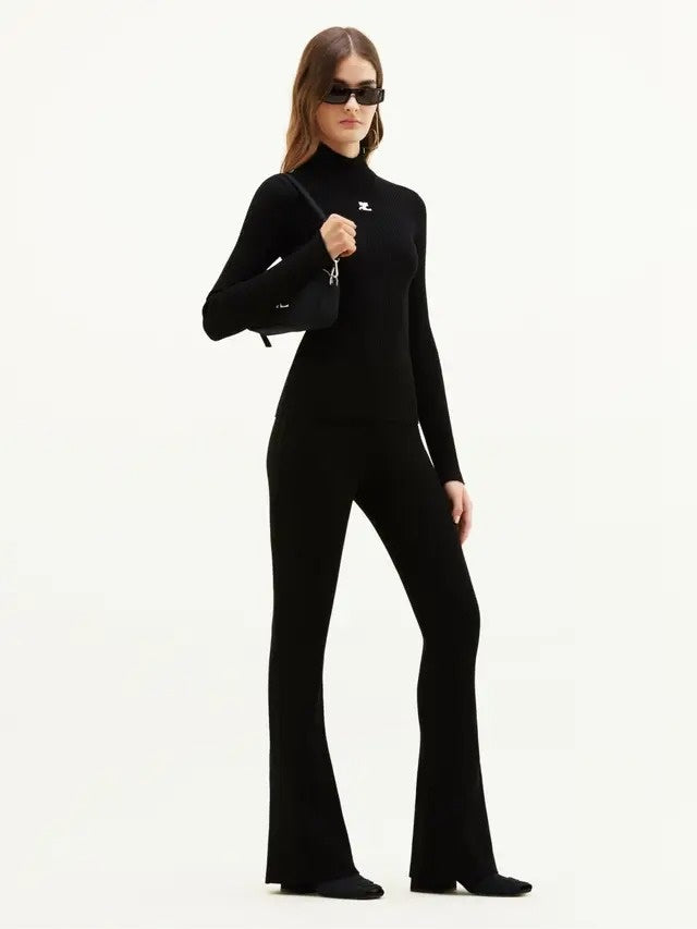 maglia a collo alto reedition rib knit donna nero 