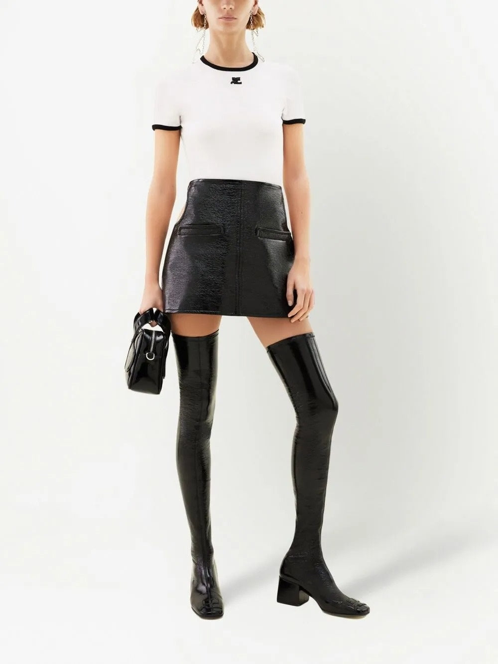 t-shirt signature contrast donna bianca e nera 