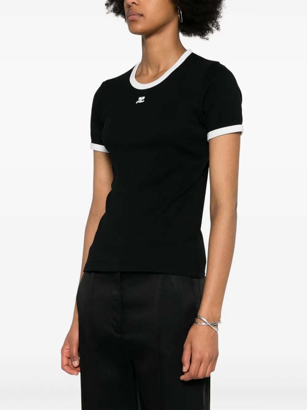 t-shirt signature contrast donna nera e bianca 