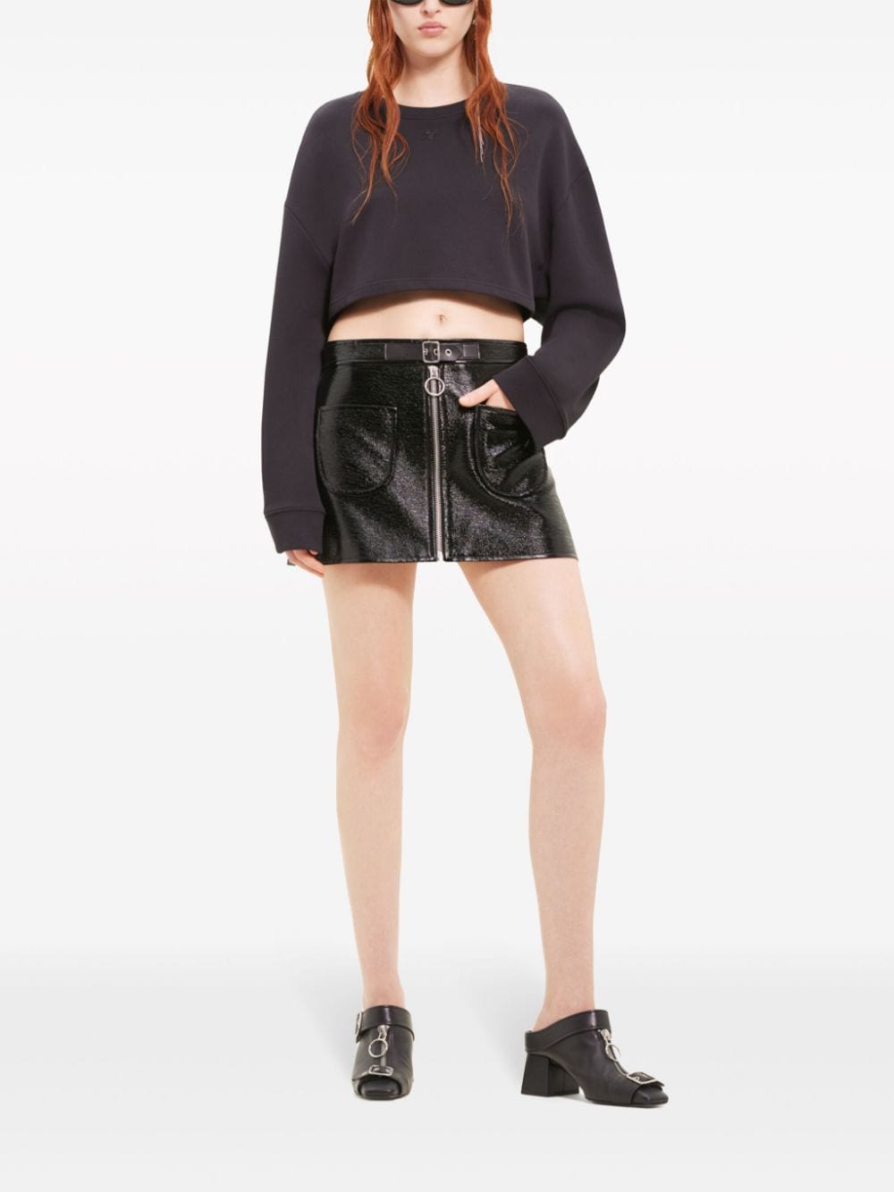 gonna buckle zipped vinyl donna nera in poliuretano 