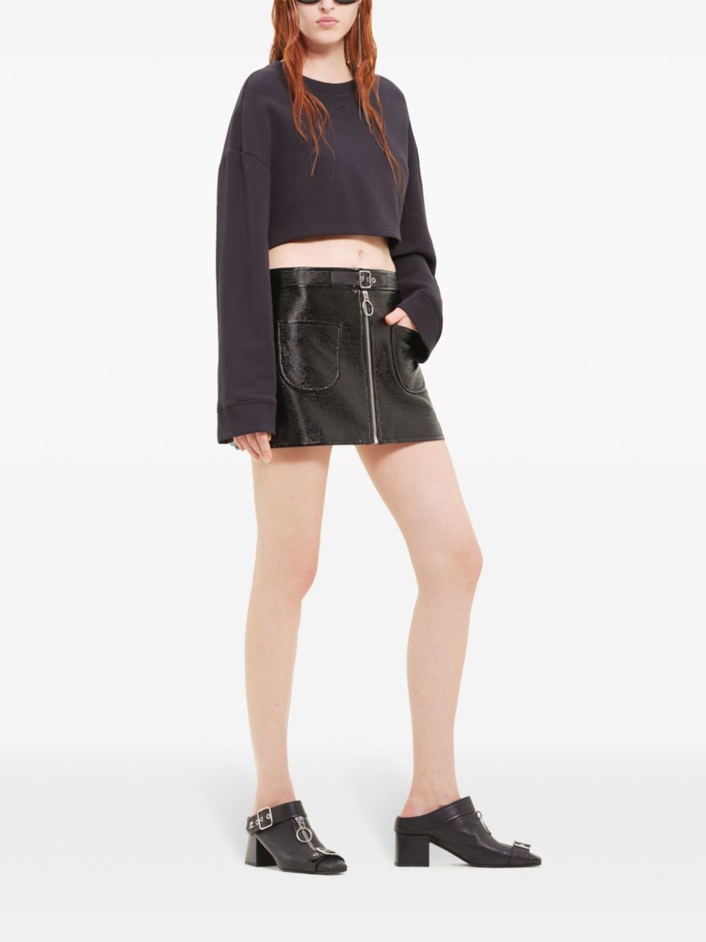 gonna buckle zipped vinyl donna nera in poliuretano 