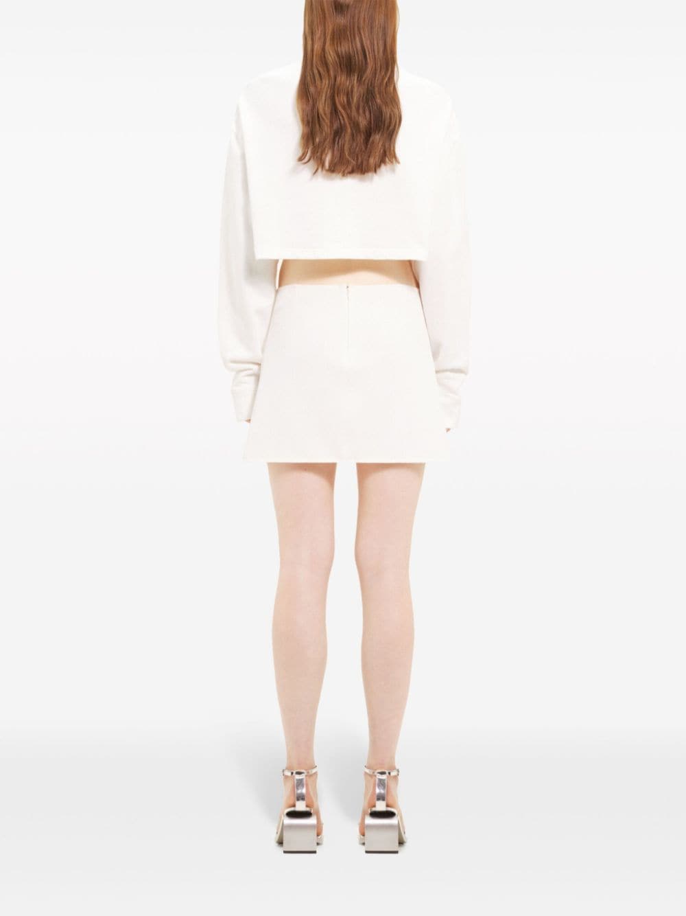 maglione cocoon fleece cropped donna bianco in cotone 