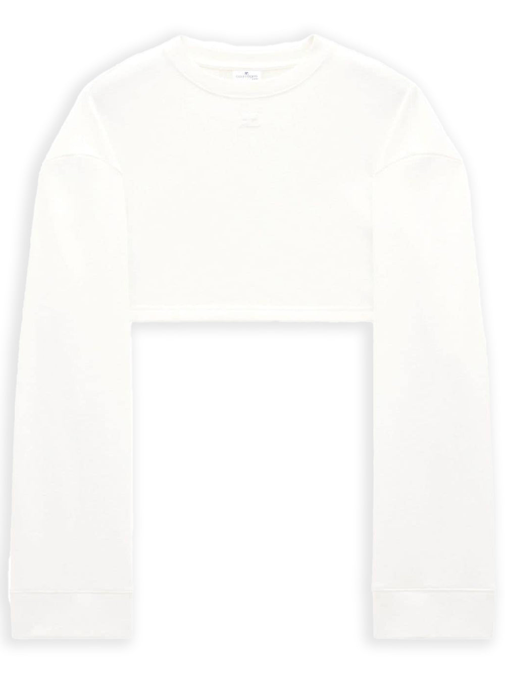 maglione cocoon fleece cropped donna bianco in cotone 