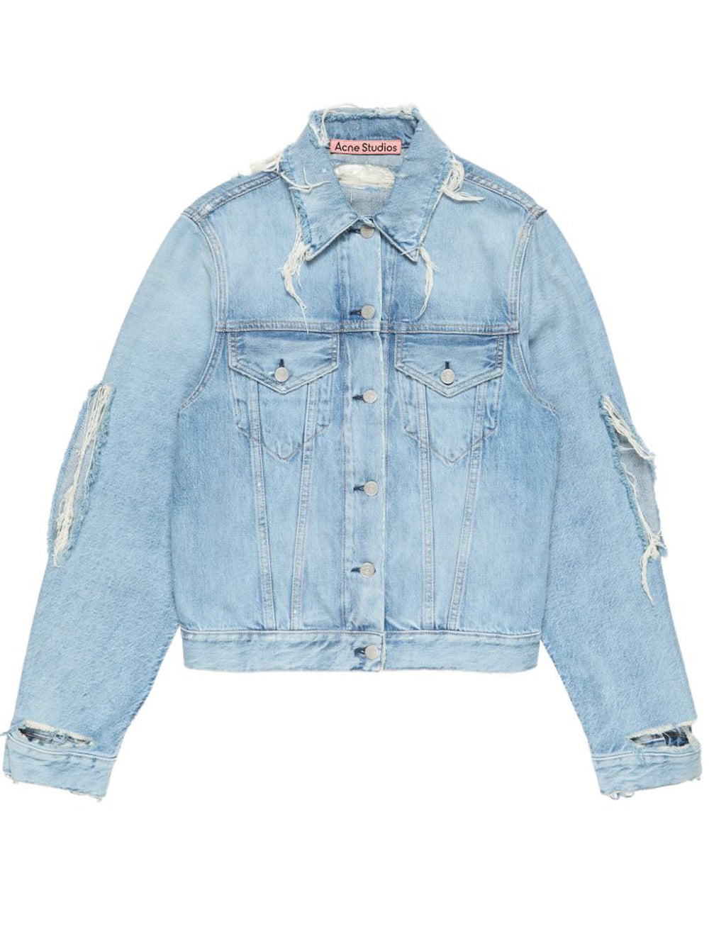 giacca in denim effetto vissuto unisex azzurra 